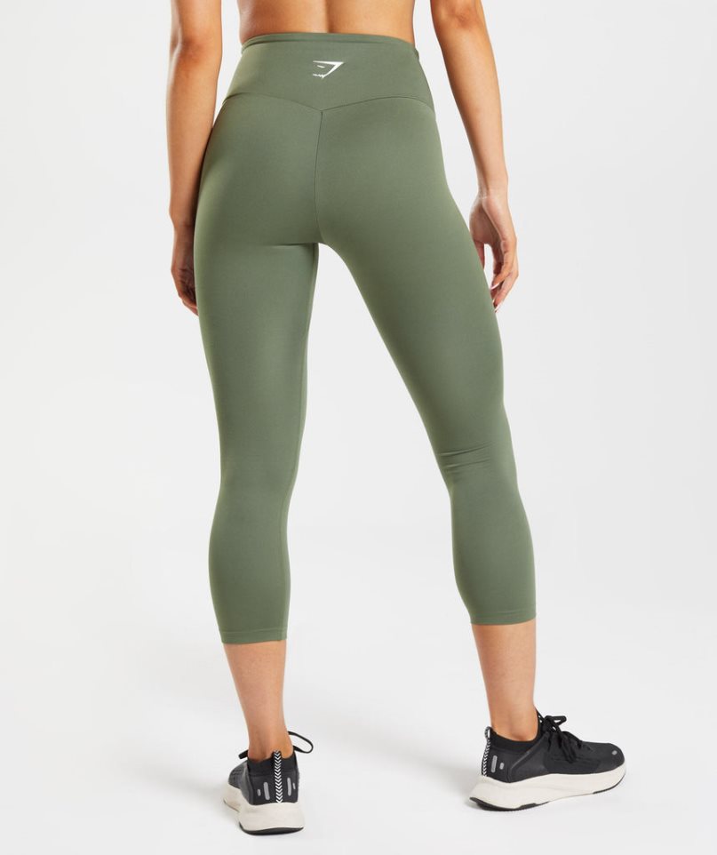 Women's Gymshark Training 7/8 Leggings Olive | CA 85NA17